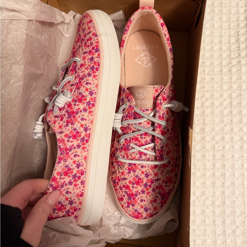 Sperry Pink and Purple Floral Shoes - Picture 2 of 3
